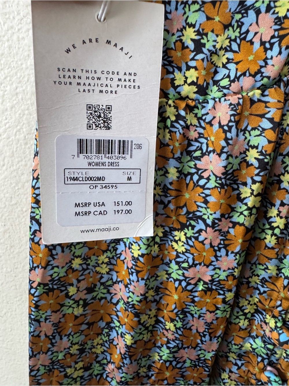 NWT Maaji Floral Spaghetti Strap Maxi Dress Size M - Picture 3 of 7